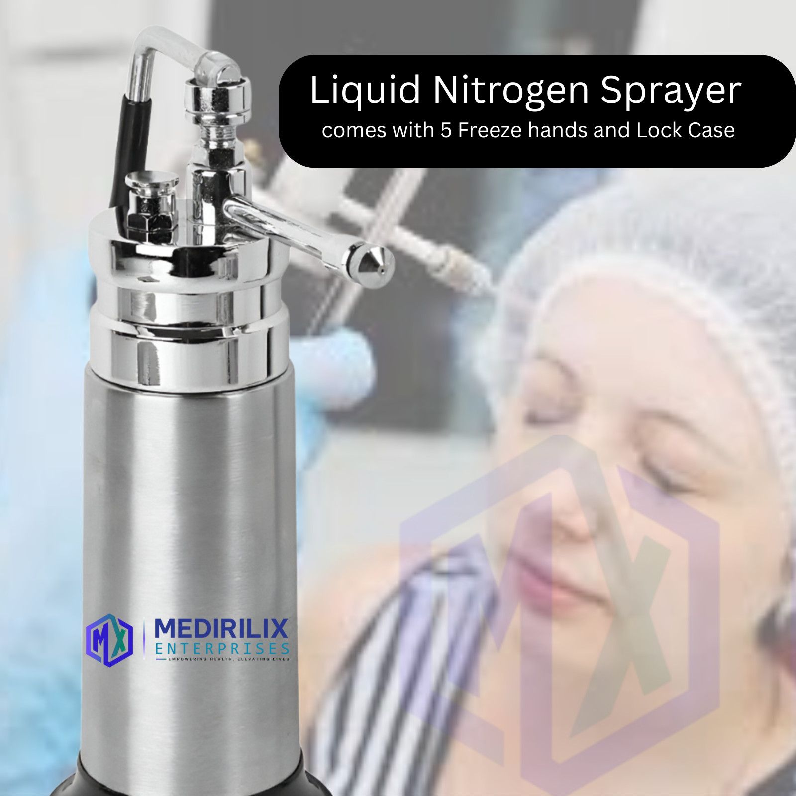 Mini Cryo Can Liquid Nitrogen 350 ML Empty Cryo Can 5 Extra Probe Metal Body