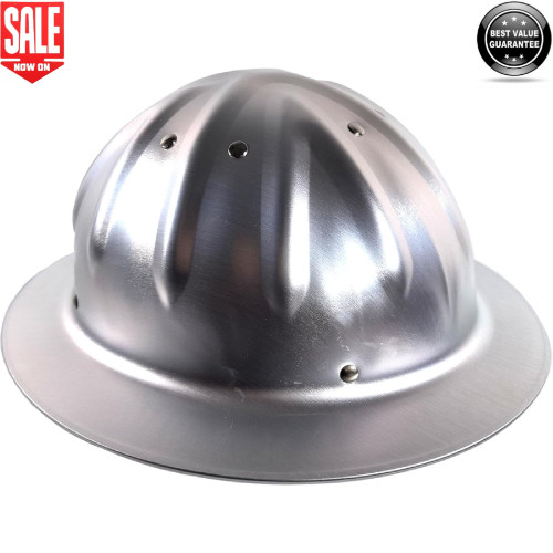 Aluminum Hard Hat Metal Safety Helmet with Full Brim Shock-Absorbing Suspension