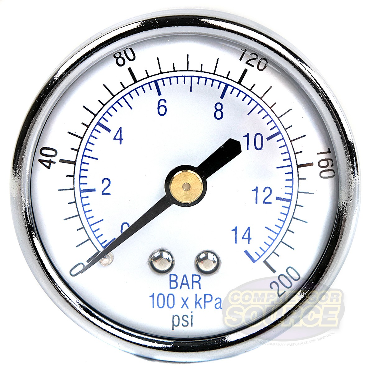 1/4″ NPT 200 PSI Air Compressor Pressure Gauge Back Mount 2 Inch Face
