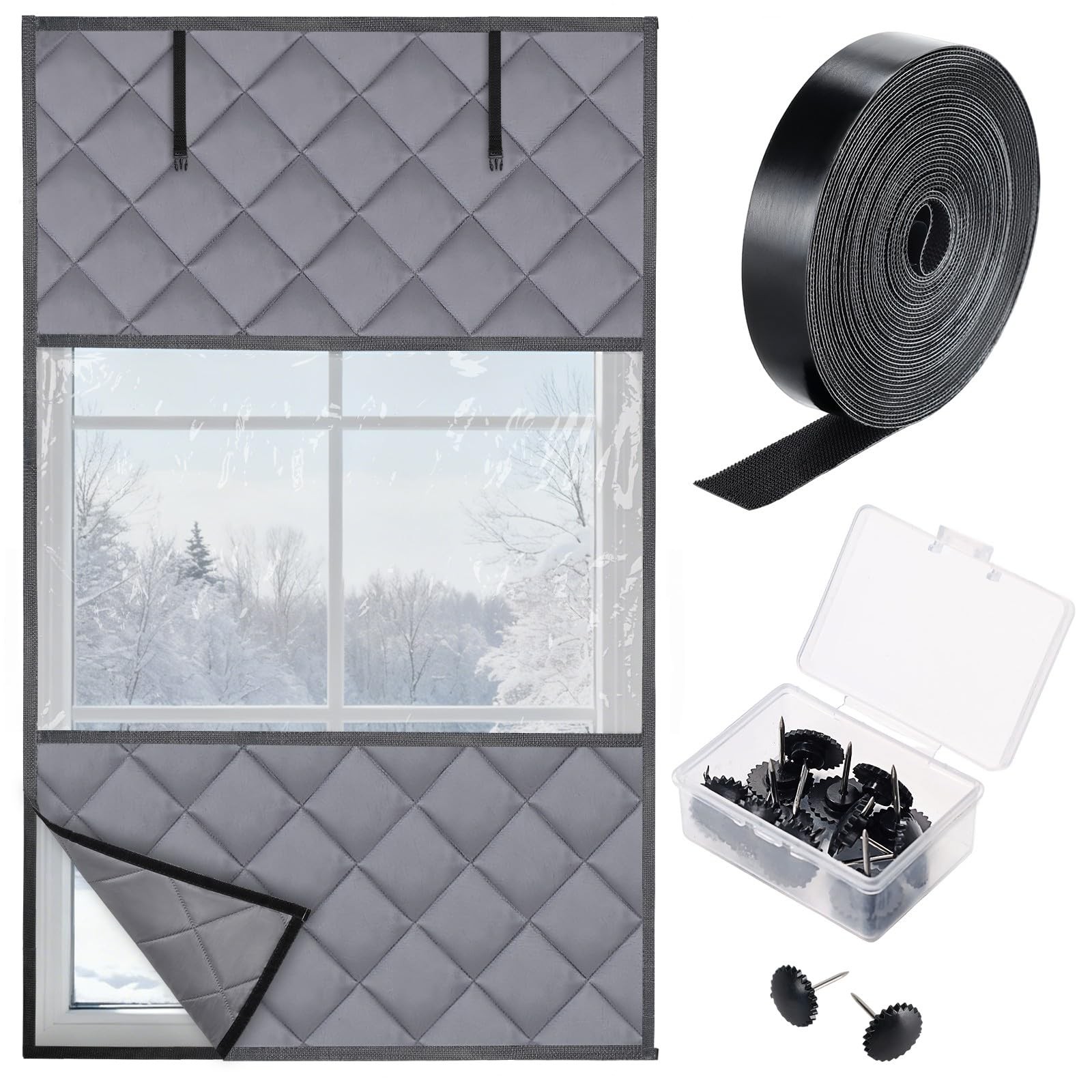 Visible Window Insulation Kit for Winter, 3 Layer 36” x 60” Oxford Cloth Ther…
