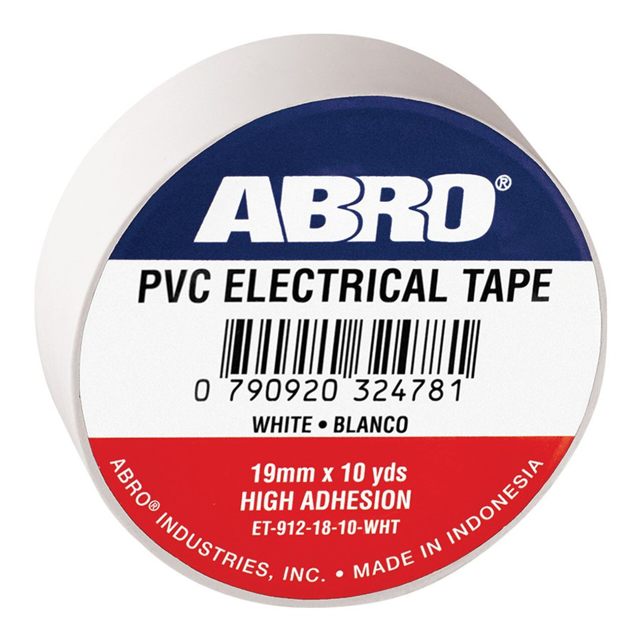 High Adhesion PVC Electrical Tape 0.12mmx19mmx10 yds White ABRO ET-912-18-10-WHT