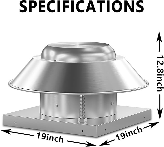 1700RPM Commercial Attic Ventilation 830 CFM 1/10HP Roof Mount Exhaust Fan