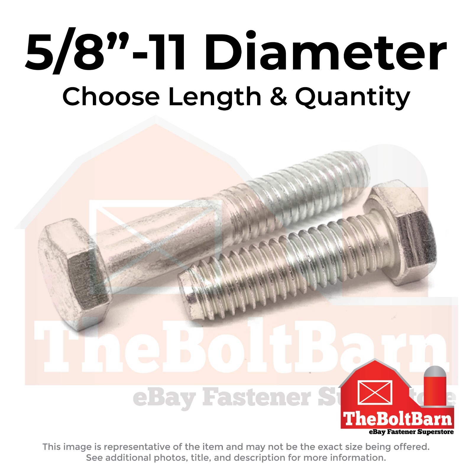 5/8″-11 Stainless Hex Cap Screws Coarse Thread Hex Bolts (Choose Length & Qty)