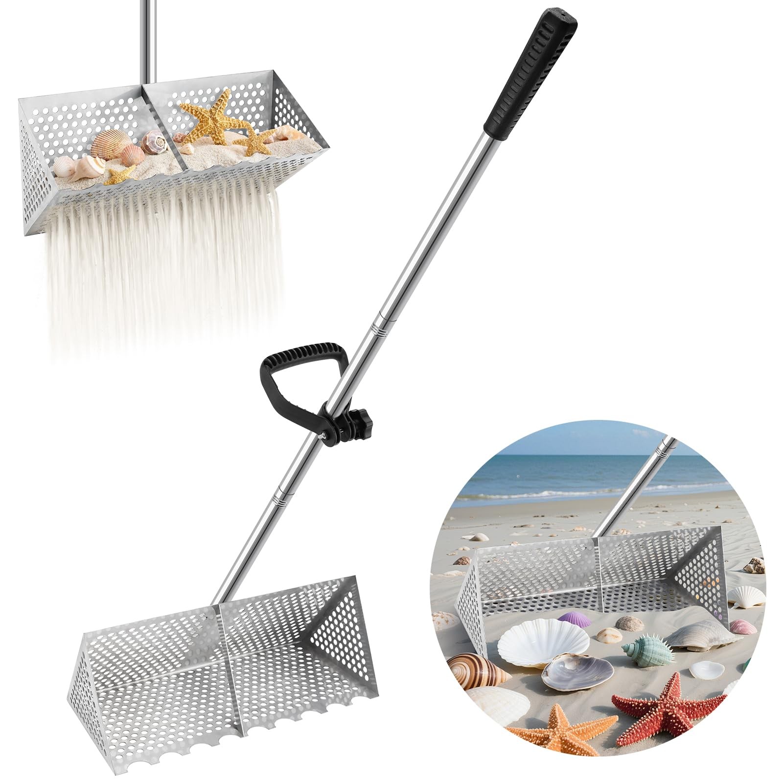 Stainless Steel Sand Scoop with Long Handle for Metal Detecting