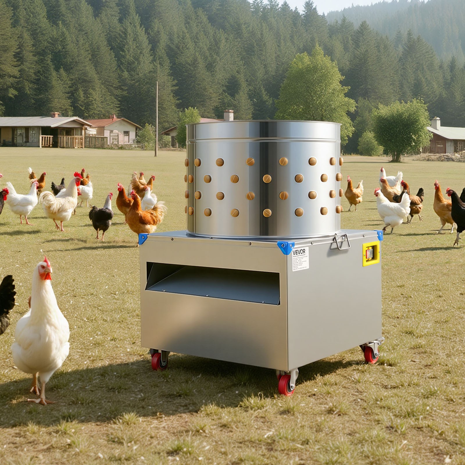 VEVOR 23.6″ Electric Chicken Plucker Machine 2200W & 275RPM 119 Fingers & Wheels