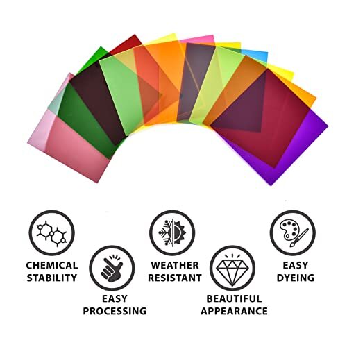 10 Pieces & 10 Colors 8″ x 8″ x 0.118″ Transparent Colored Cast Acrylic Sheet…