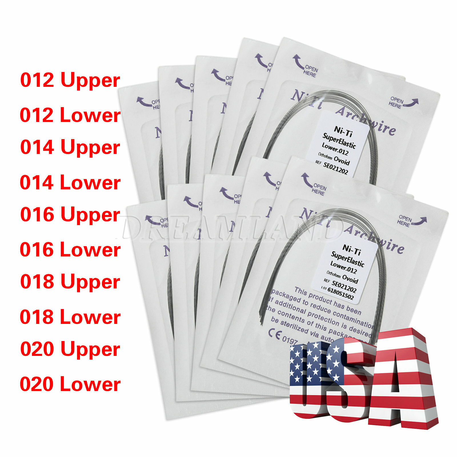 10 Packs/100pcs Dental Ortho Super Elastic Niti Round Arch Wire Ovoid Form