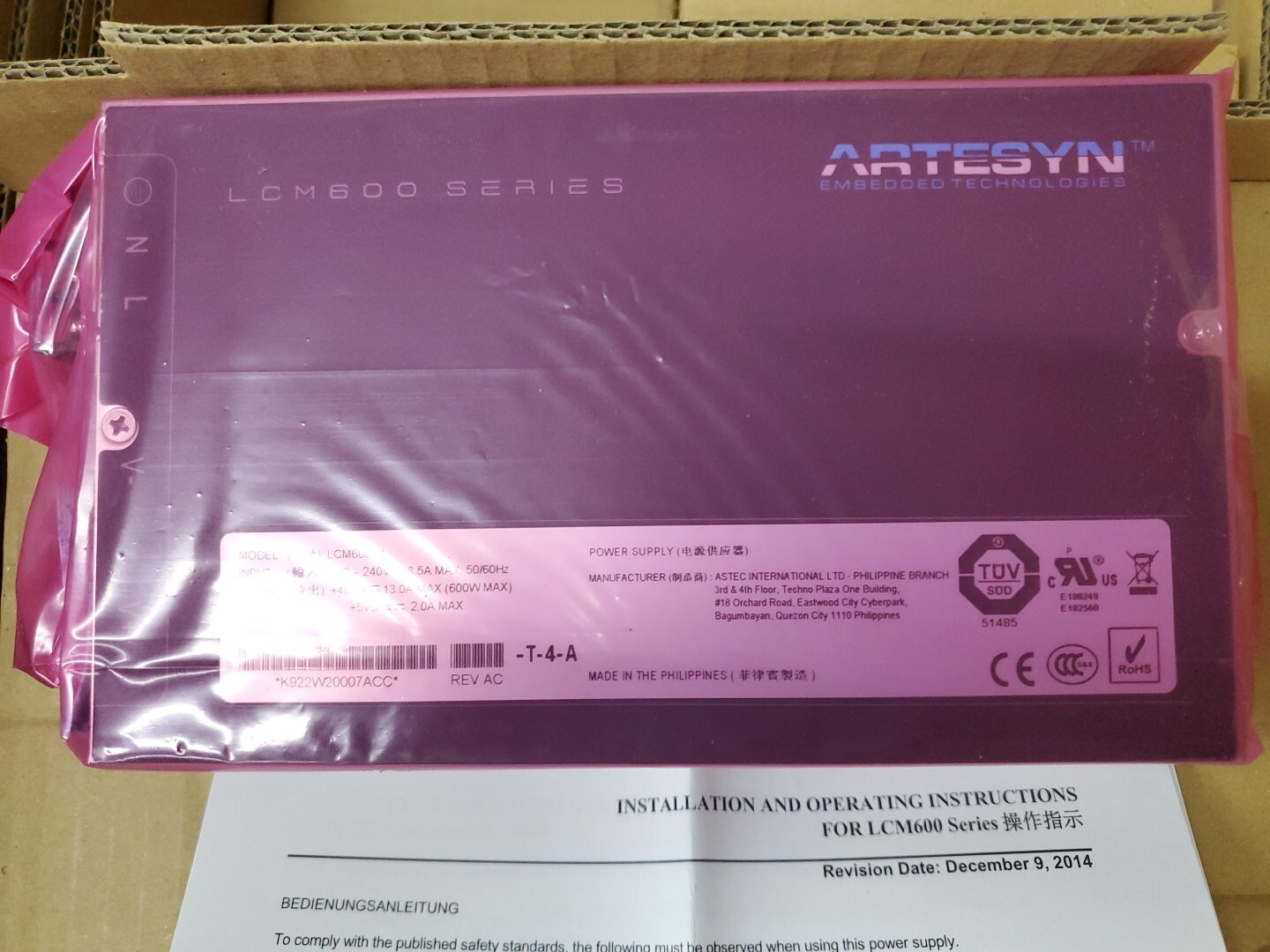 NEW Artesyn AC DC 48V 600w 12.5a Power Supply 100-240 LCM600W-T-4A