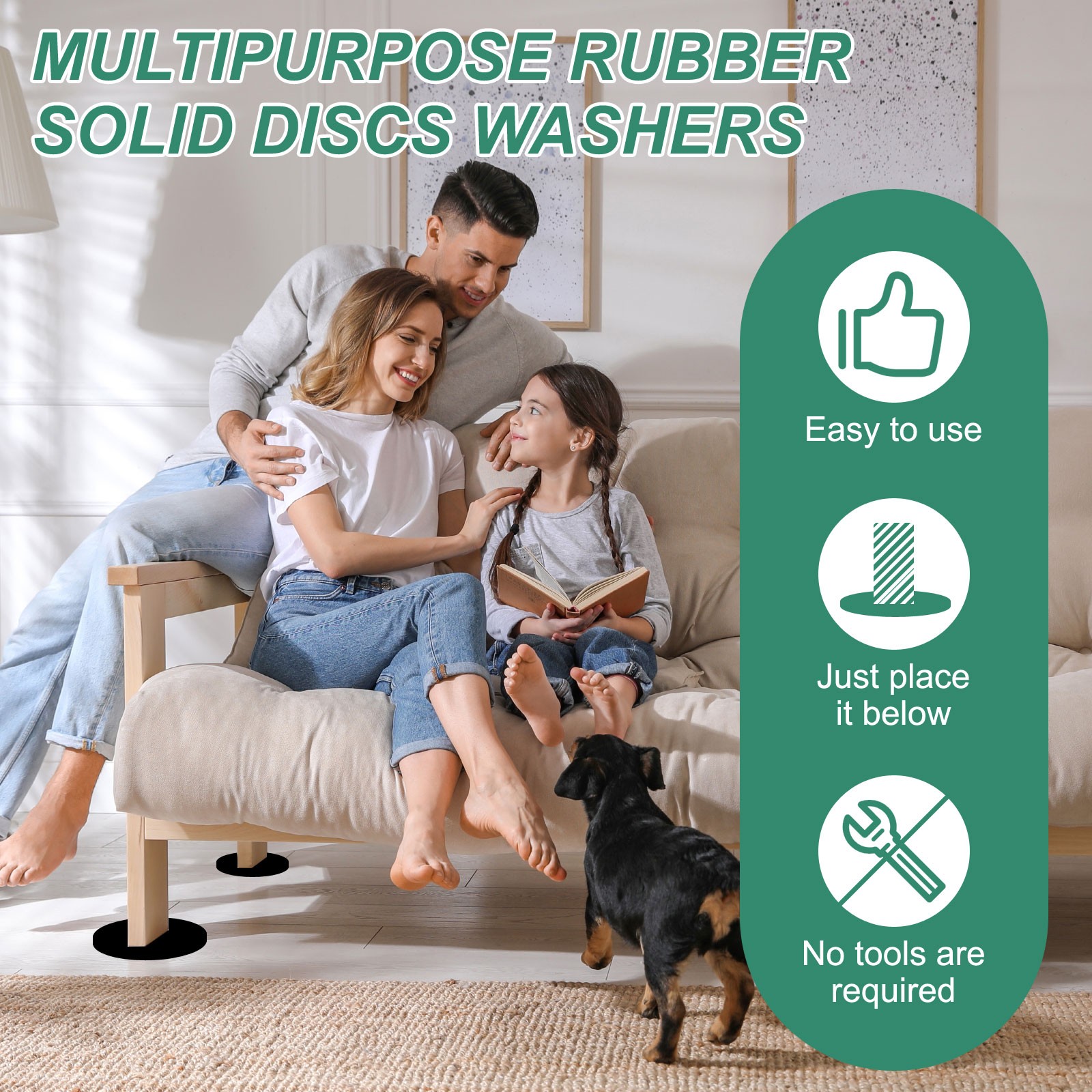 4Pcs 2-3/4″ (70mm x 10mm) Round Rubber Non Slip Furniture Pads