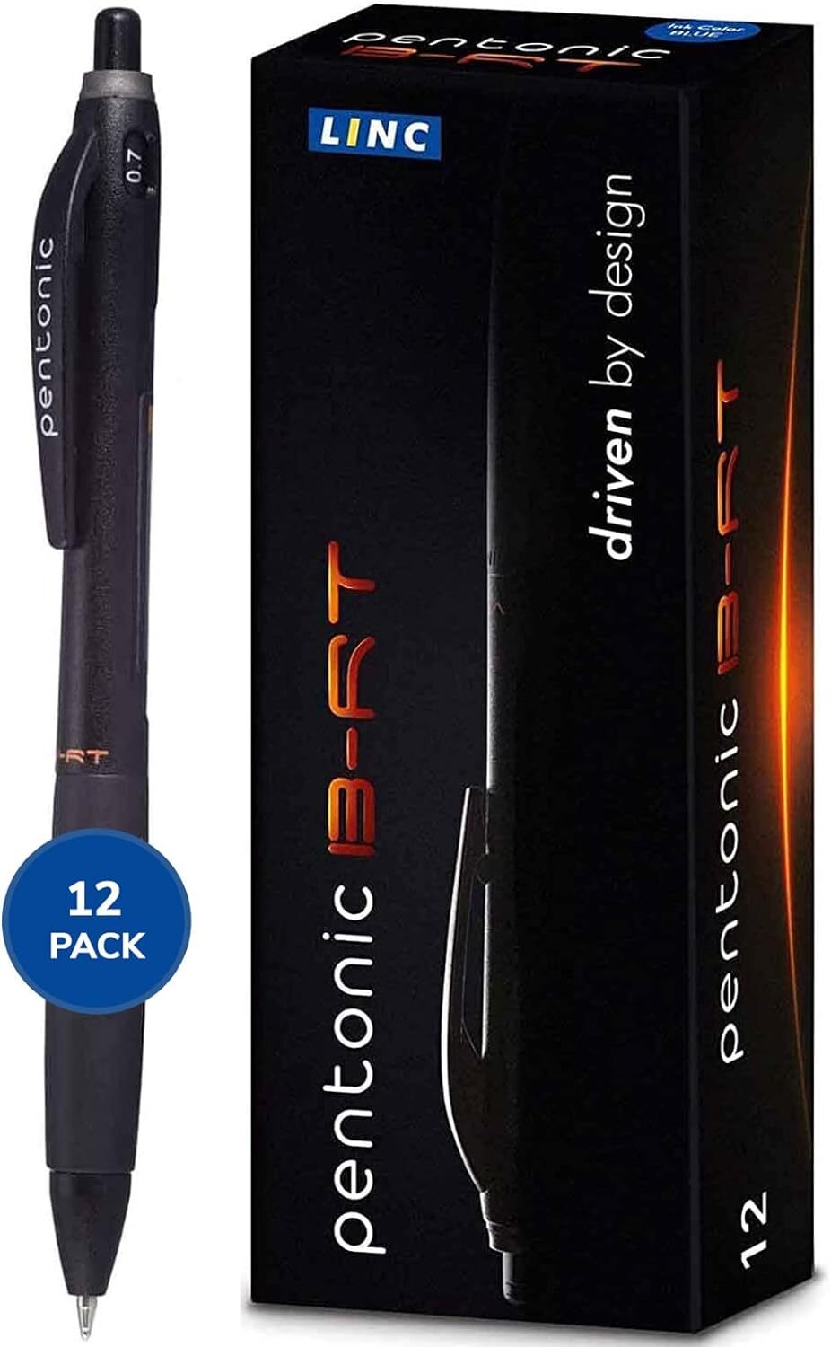 Linc Pentonic BR-T Premium Retractable Ball Point Black Pens 0.7 mm Fine Point,