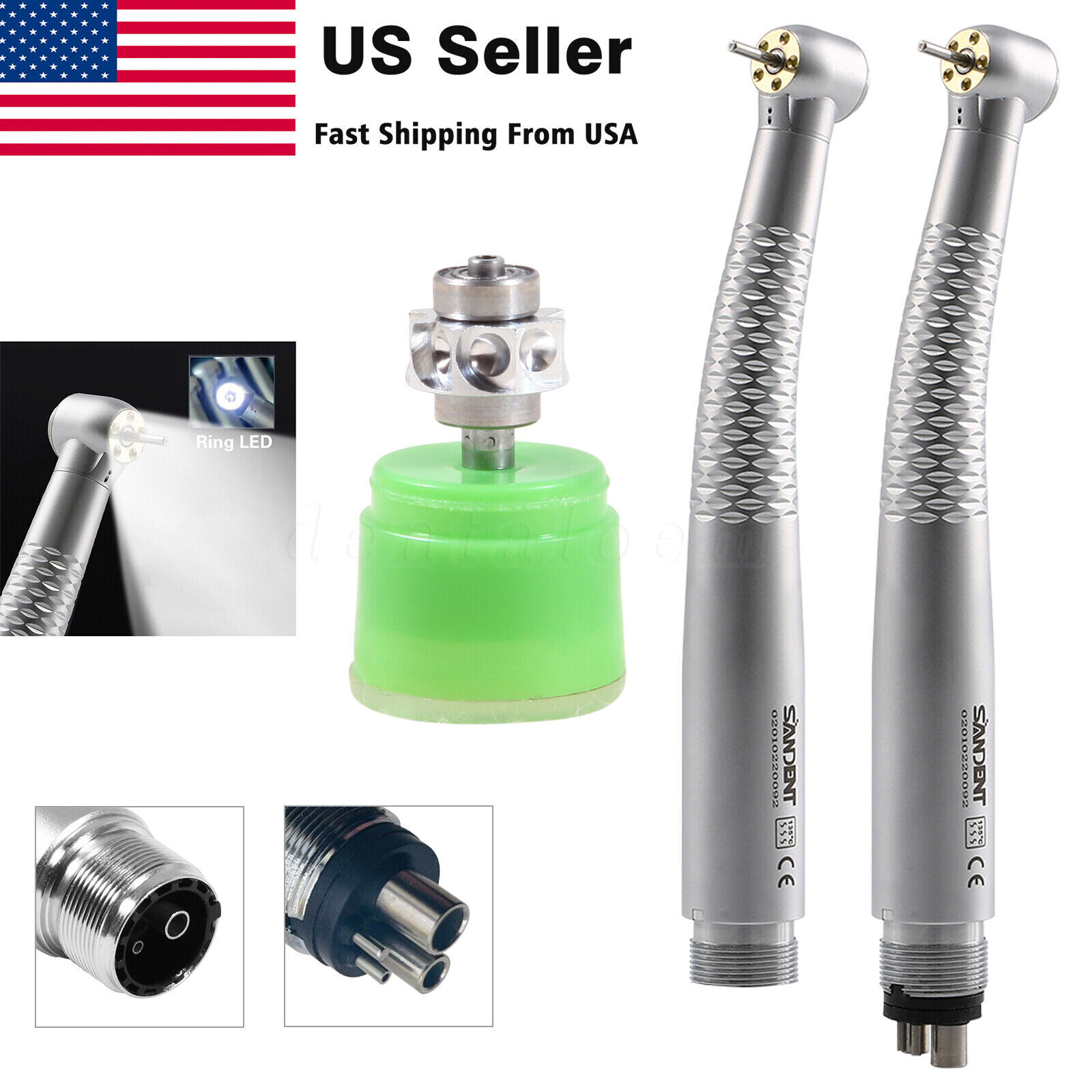OLED 5 Light LED E-Generator Dental High Speed Fiber Optic Handpiece 2/4Hole B/M