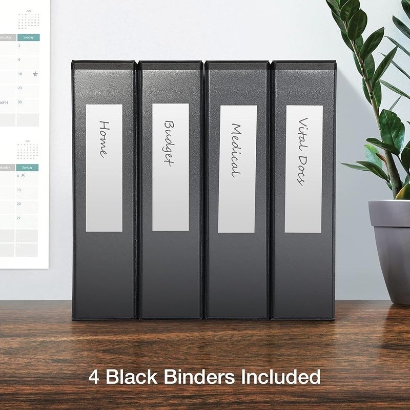 Durable 2 Inch View Binders W/ Easy Open D Rings Extra Storage Notes 4-Pack New