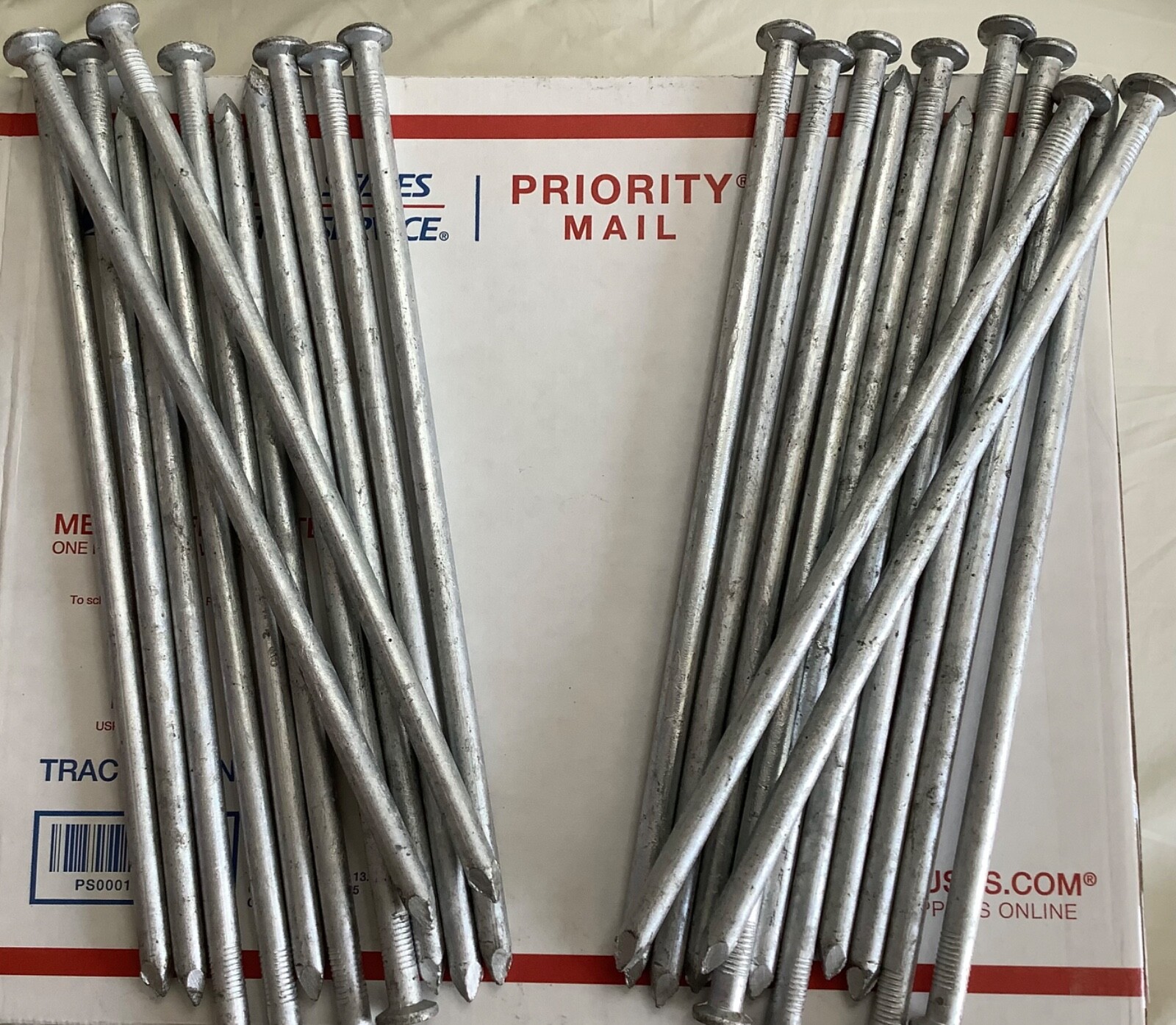 24 – 12” GALVANIZED NAILS / LANDSCAPE SPIKES 3/8” Thick FREE PRIORITY Shipping