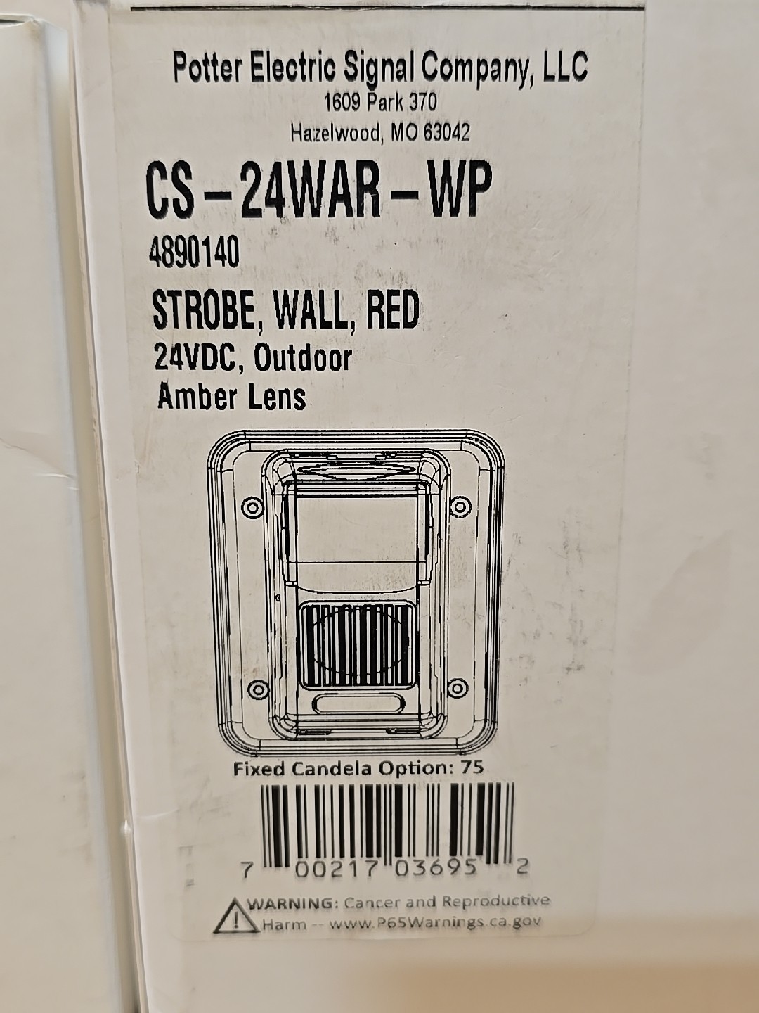 NEW POTTER CS-24WAR-WP Strobe Wall Red Outdoor Amber Lens