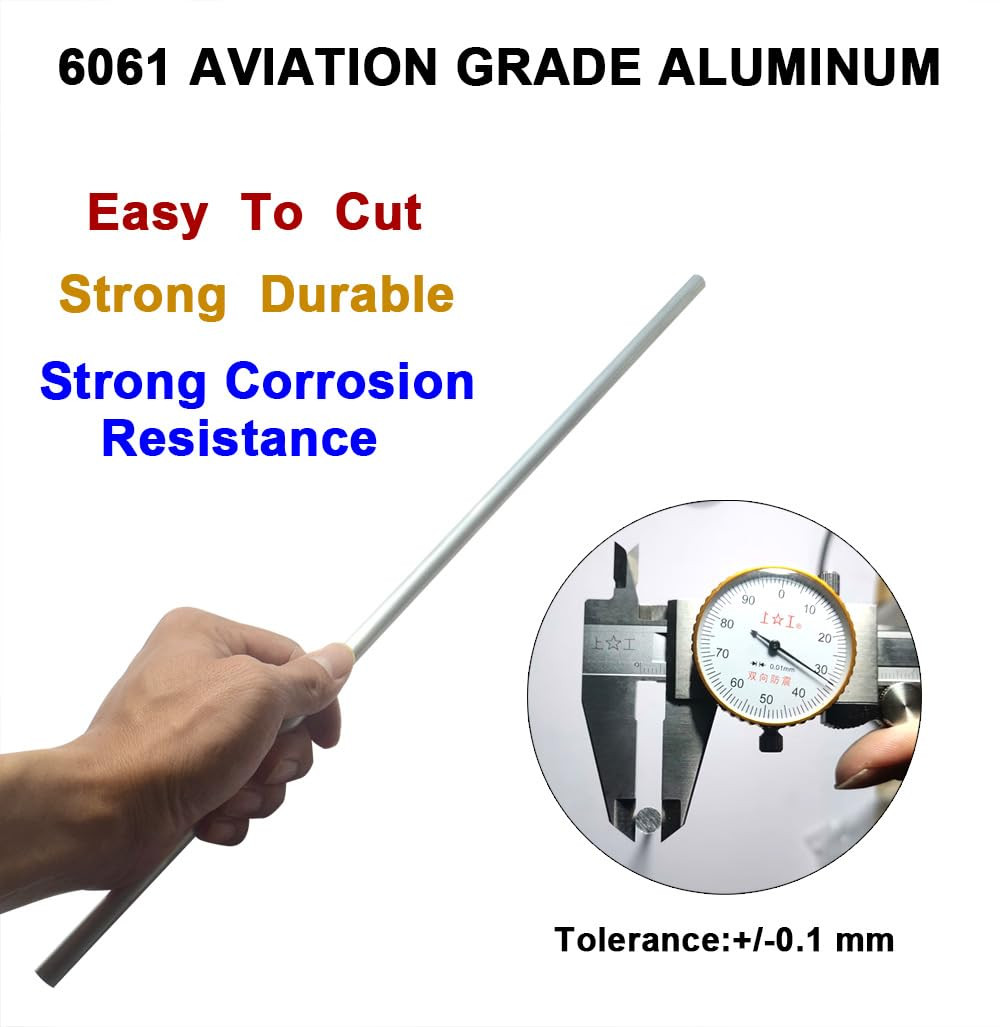 10 Pieces 1/4″ Aluminum 6061 round Rod 16″ Long Solid T6511 Extruded Lathe Stock