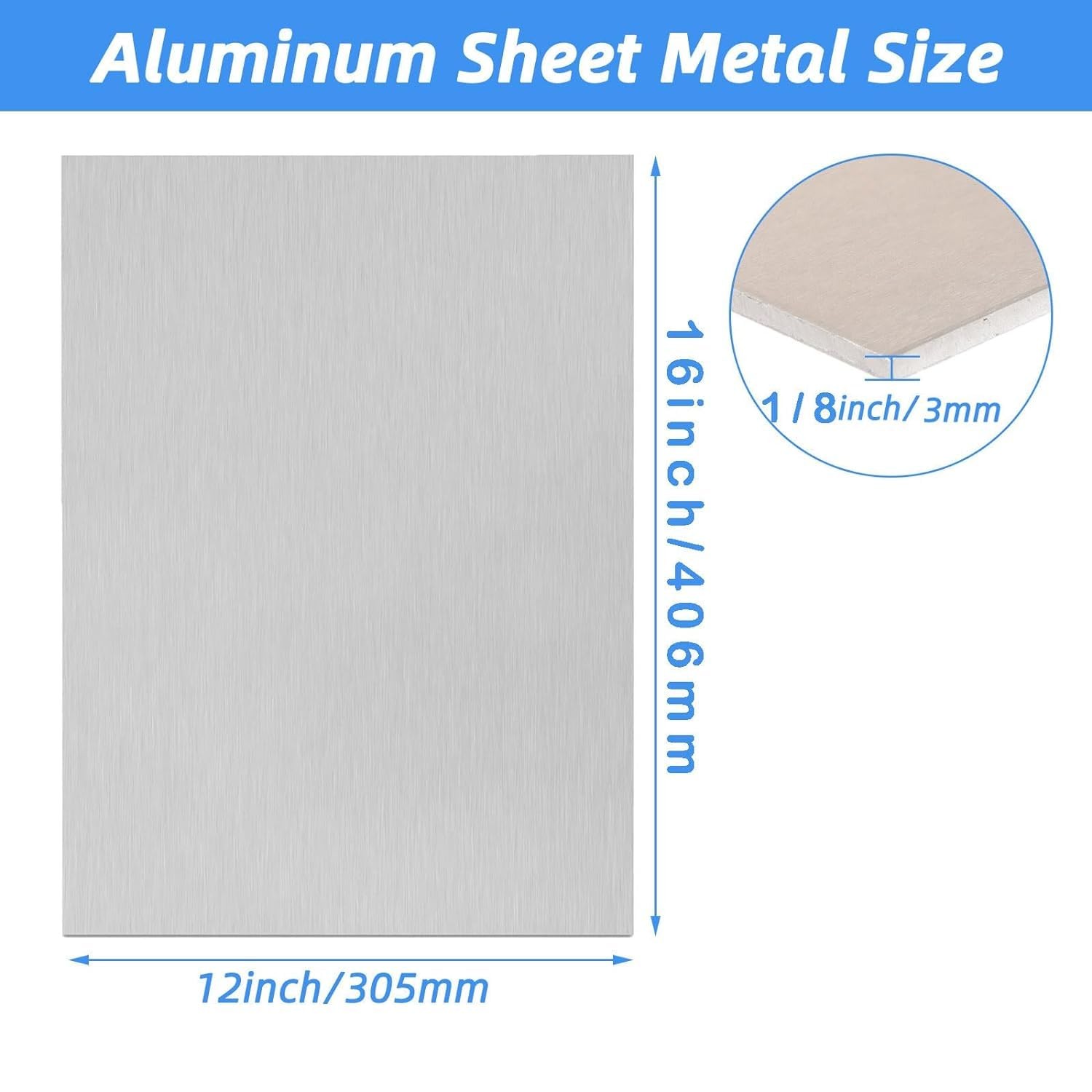 6061-T6 Aluminum Sheet 12x16x1/8 Inch Thickness Durable Aluminum Plate, Thick Me