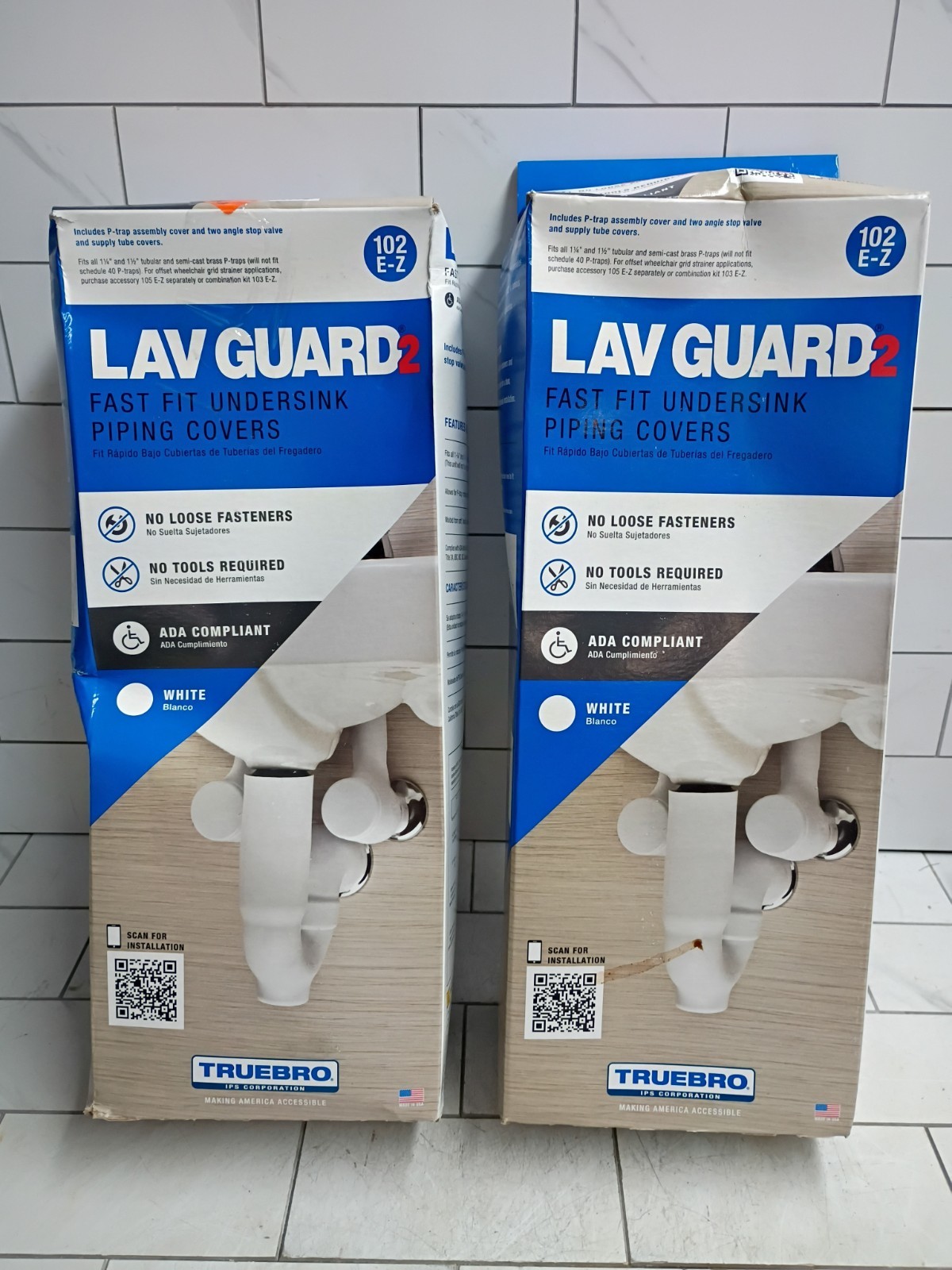 2pk TrueBro Lav Guard2 102 E-Z Fast Fit Undersink Piping Covers Open Box