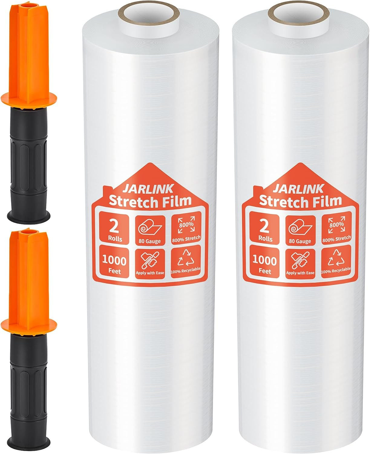JARLINK Stretch Film, 80 Gauge,15 Inch x 1000 Feet Shrink Wrap for Pallet Wrap,
