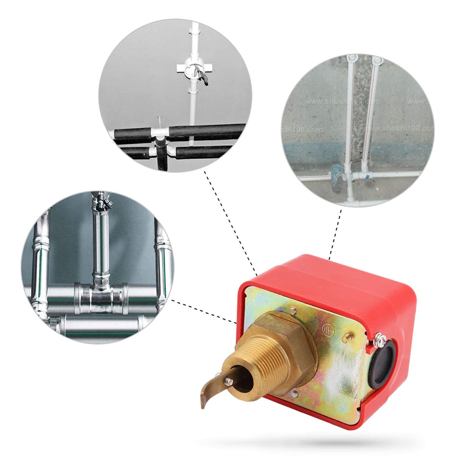 PDT R3/4 HFS20 Water Flow Switch, 15A 250V IP54 Automatic Paddle Type Target …