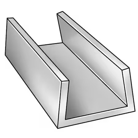 U-Channel, Al 6063, 2 In Leg, 5 In X 8 Ft, 63Ch.188X2x5-96