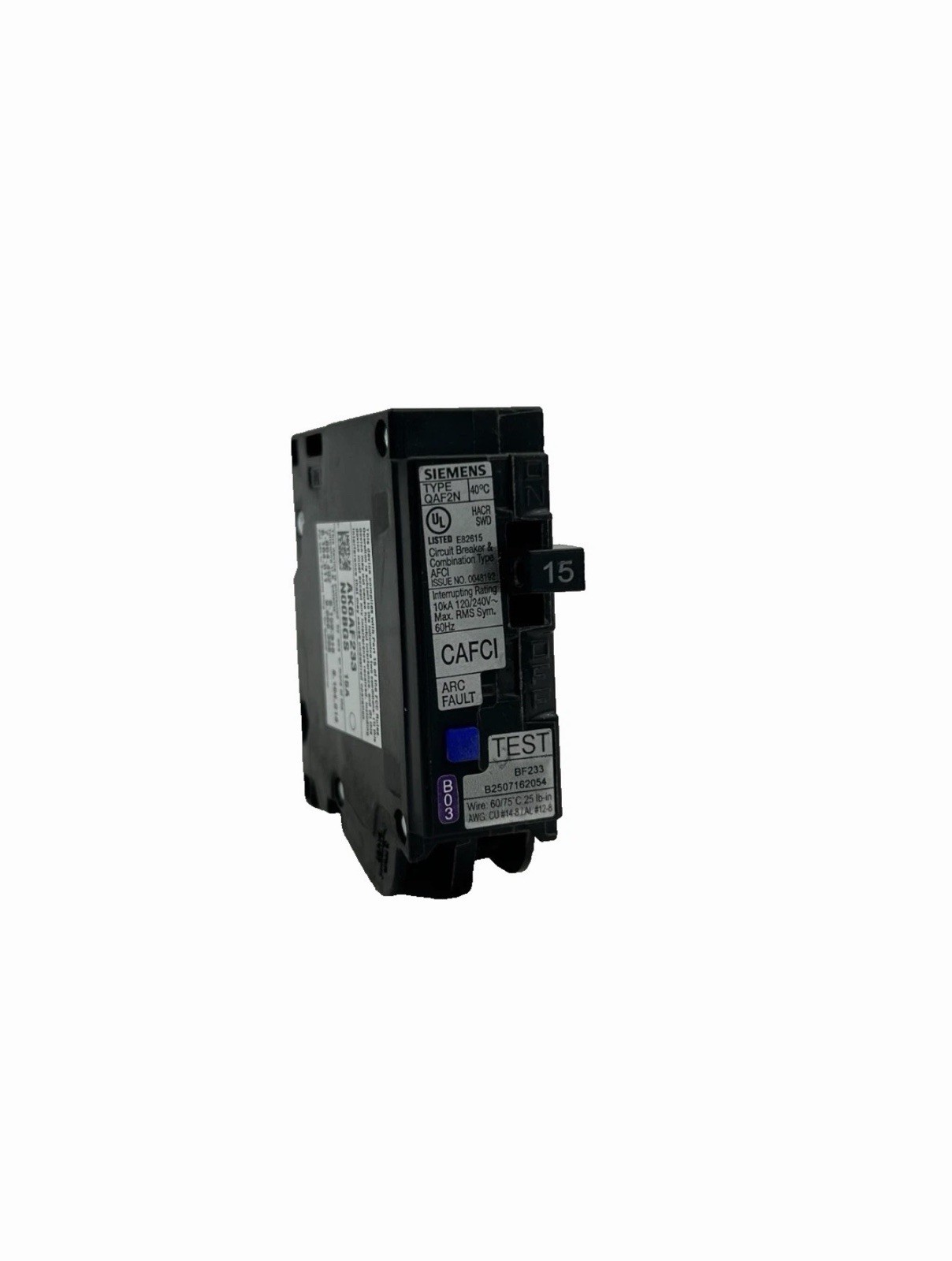 1 PC Siemens QA115AFCN 15A 1-Pole Plug-On Neutral Circuit Breaker