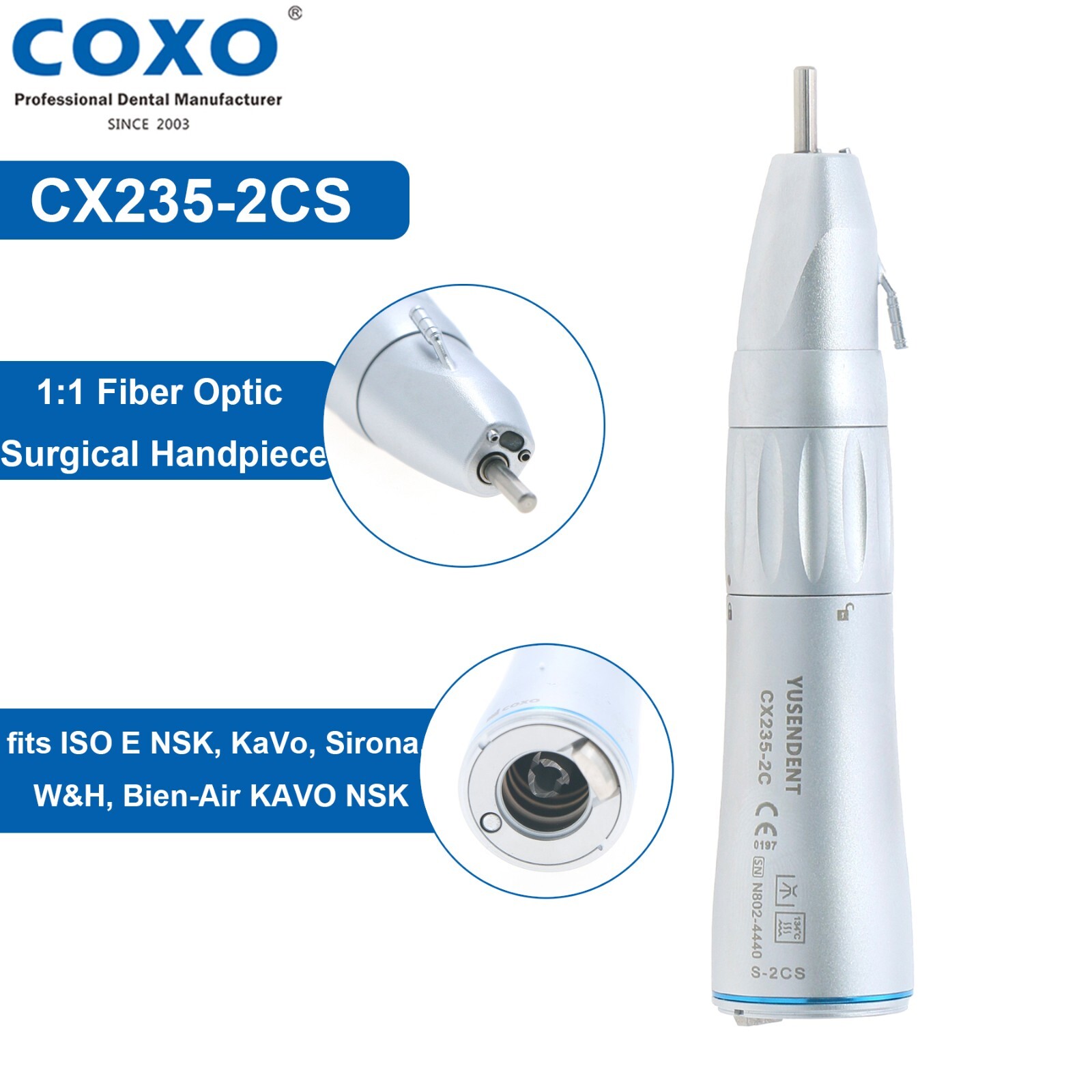 COXO Dental Straight Nose Cone Handpiece Inner/External Water Channel NSK KAVO