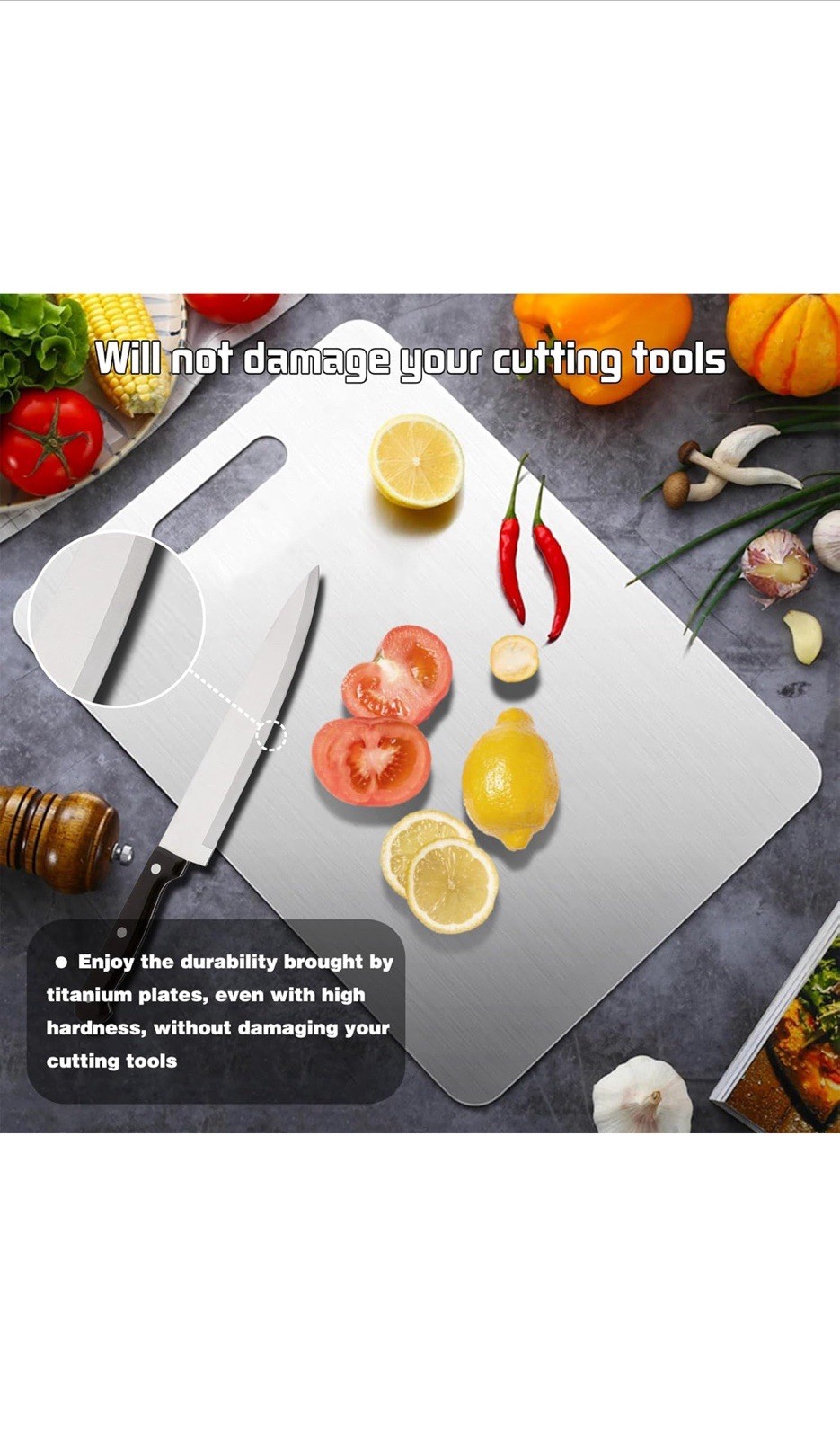 Titanium Cutting Boards For Kitchen, 3Pcs 100% Pure Cut Titanium Cutting Board,