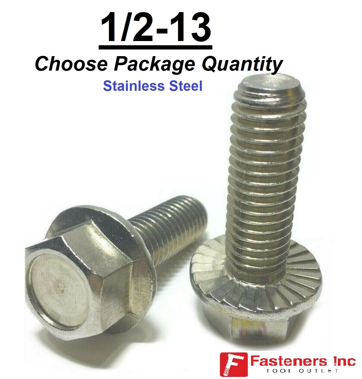 1/2″-13 Stainless Steel Serrated Flange Hex Cap Screw Bolt (Choose Length & Qty)