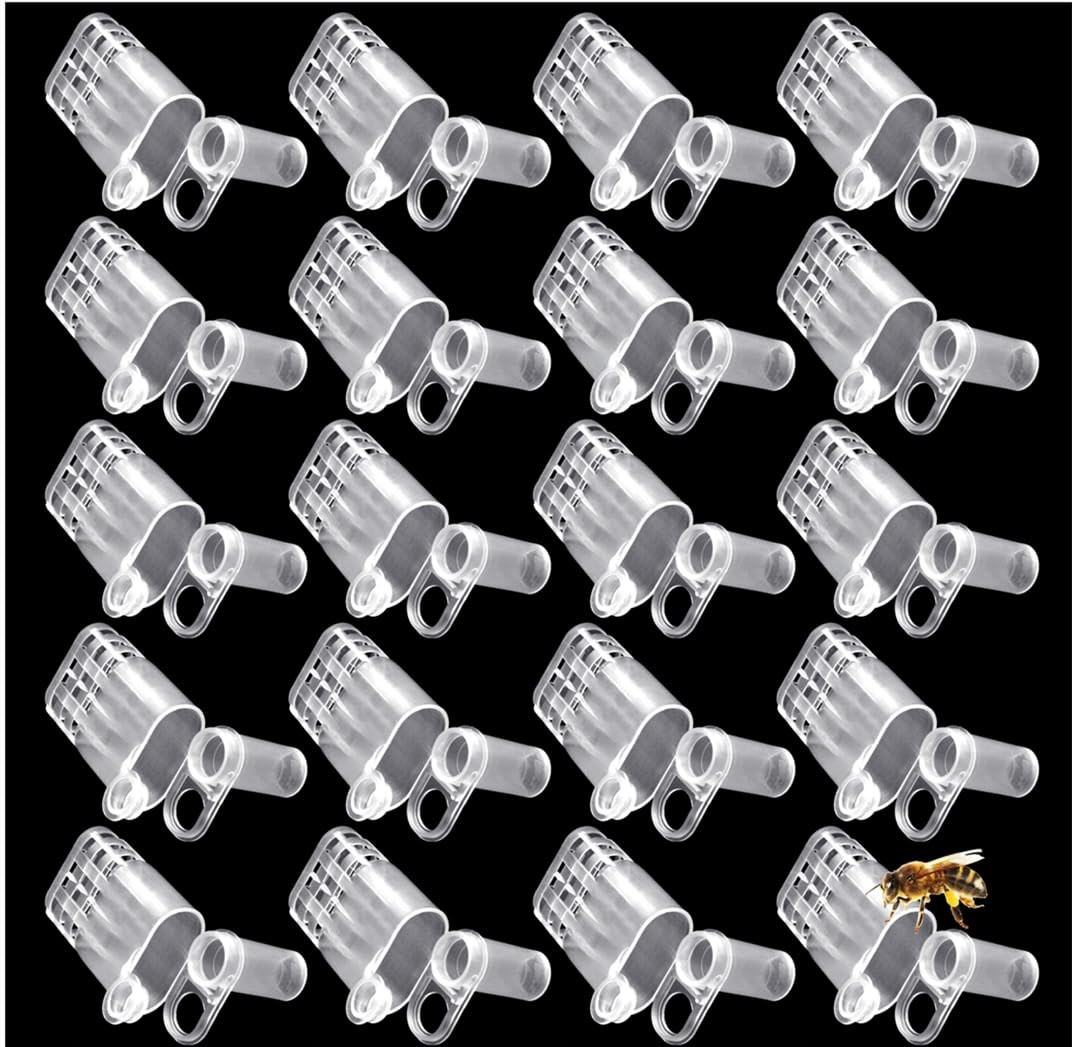 20pcs White Queen Bee Cages Beekeeping Catcher Plastic Isolator