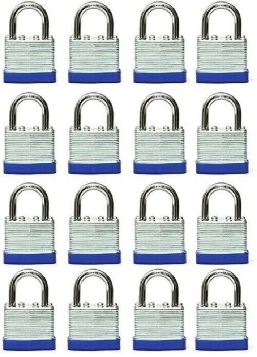 Lot of 16 Piece 40mm Laminated Pad Locks Keyed the Same Alike