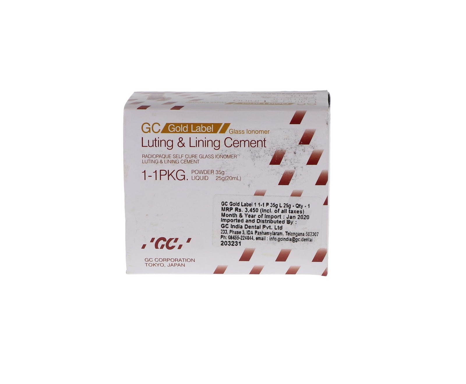 GC 002503 Fuji I Gold Label Glass Ionomer Luting & Lining Cement 1:1 Kit 901007