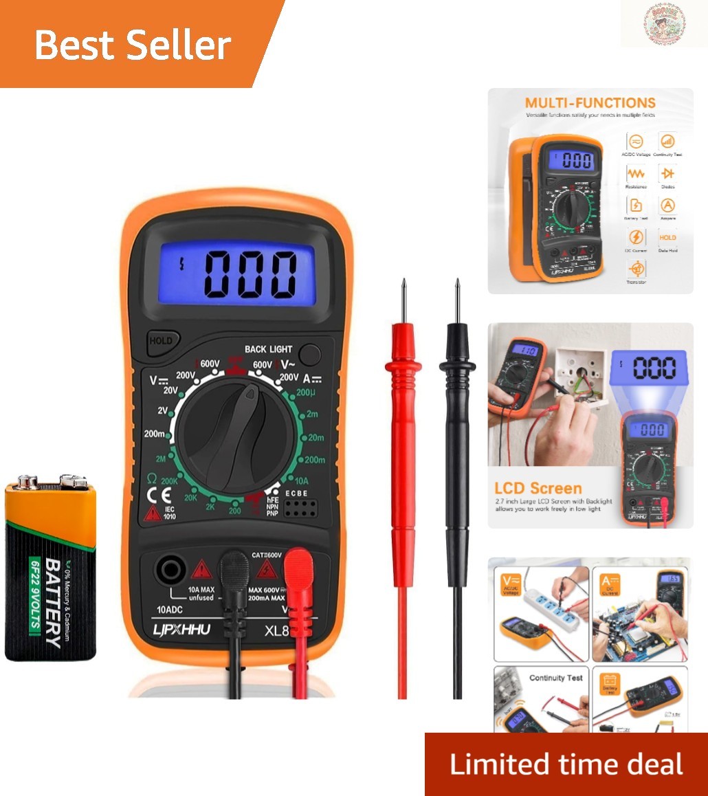 High-Quality Orange & Black Digital Multimeter – Ideal for Home and Workshop Use