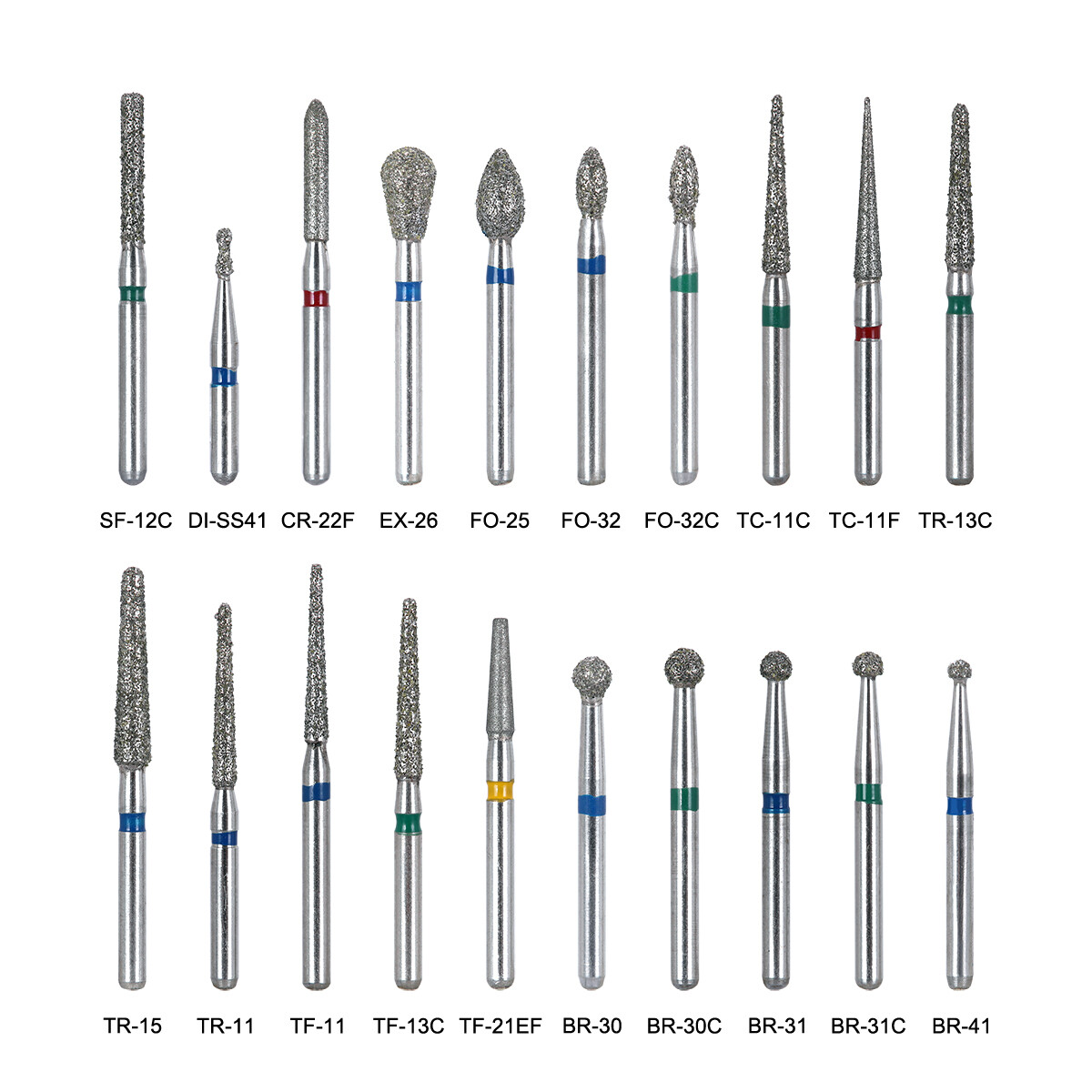AZDENT 100Pcs Dental Diamond Burs for High Speed Handpiece Medium FG 1.6MM