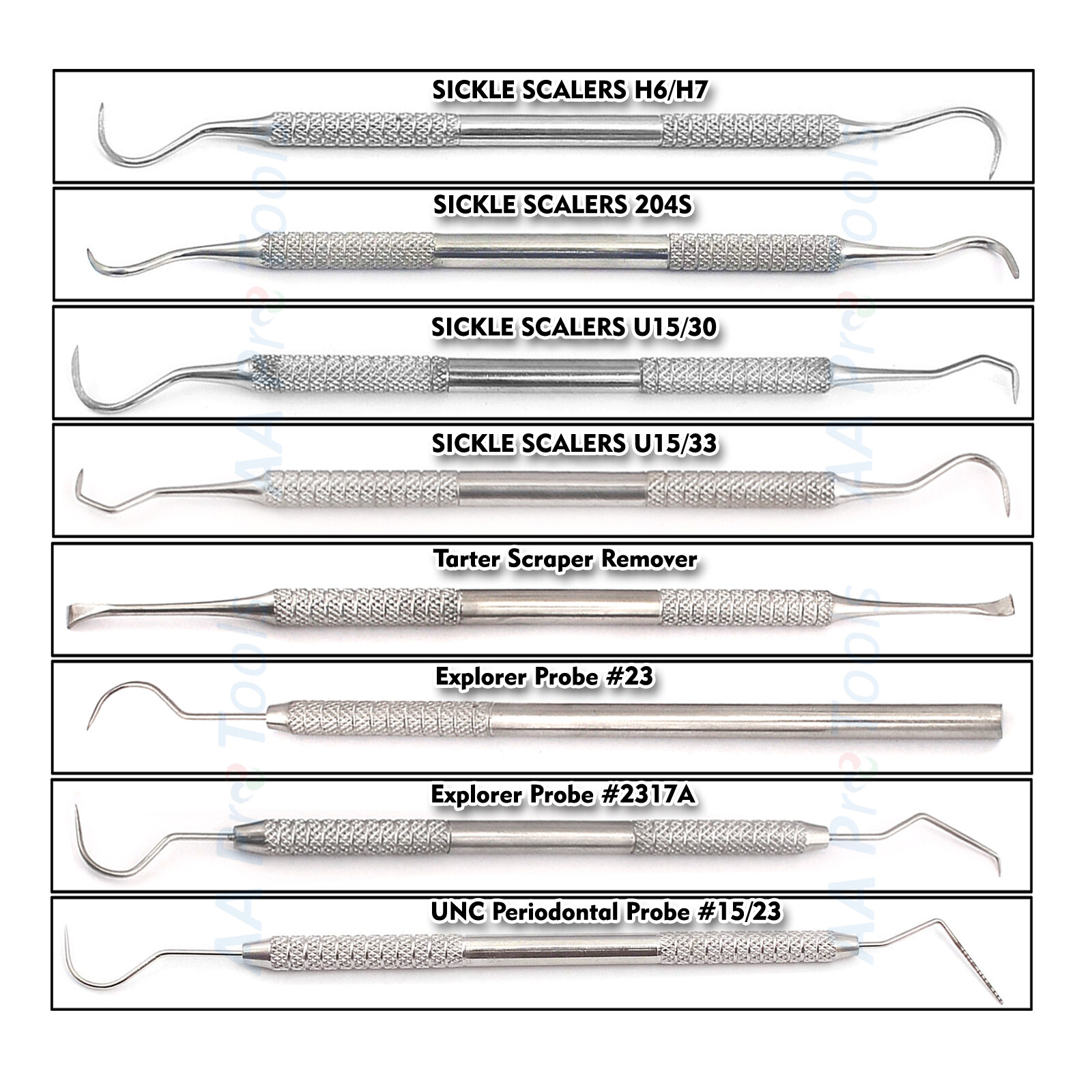 SICKLE SCALERS H6/H7, 204s Probe Dental Hygiene Periodontics Hand Inst. (Choose)