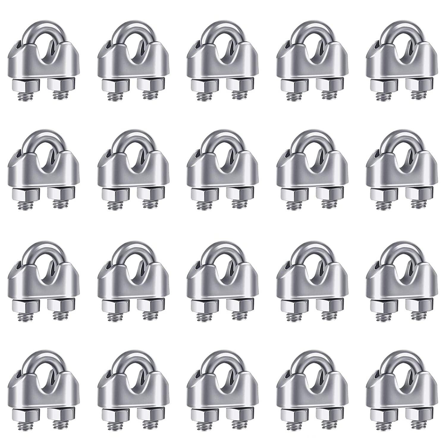 20PCS 3/16 Inches M5 Stainless Steel Wire Rope Cable Clip Clamp