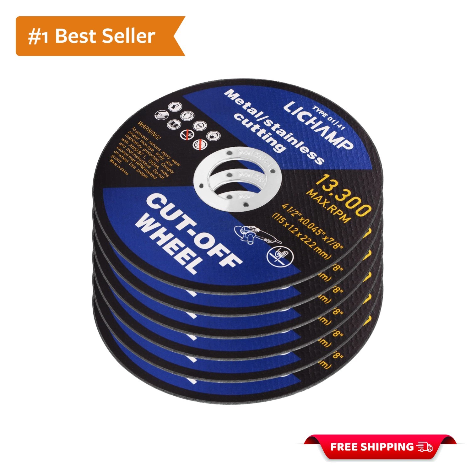 High Precision 4.5″ Cut Off Discs for Angle Grinders – 13300 RPM, 6 Units