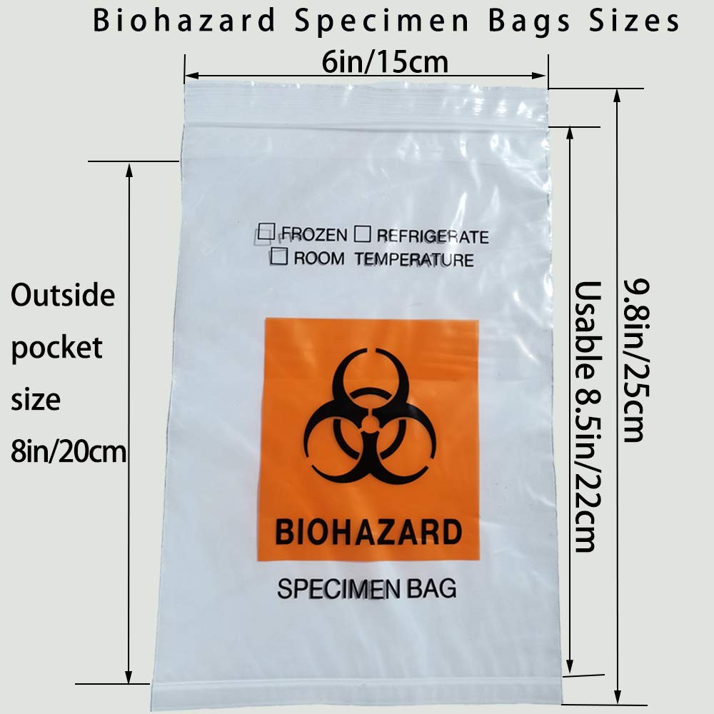 1000pcs Biohazard Specimen Bags, 6×9.8in/15x25cm Laboratory Sample Bag with B…