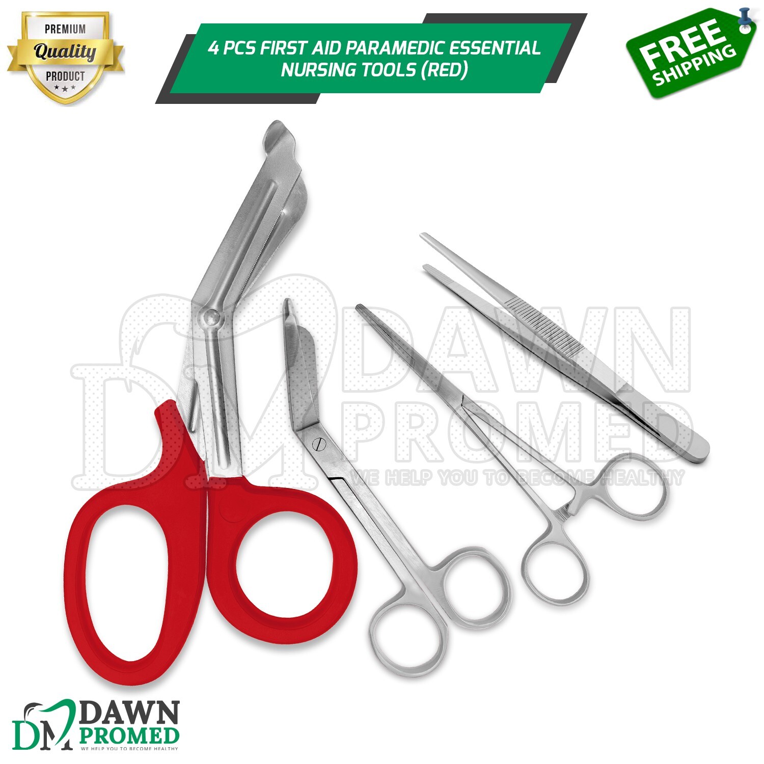4 Pcs First Aid Paramedic Essential Nursing Tools Surgical Instruments – Red