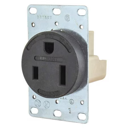 Bryant 9550Fr Straight Blade Receptacle, 5-50R, 50 A, 125V Ac, 2 Pole, 3 Wire,