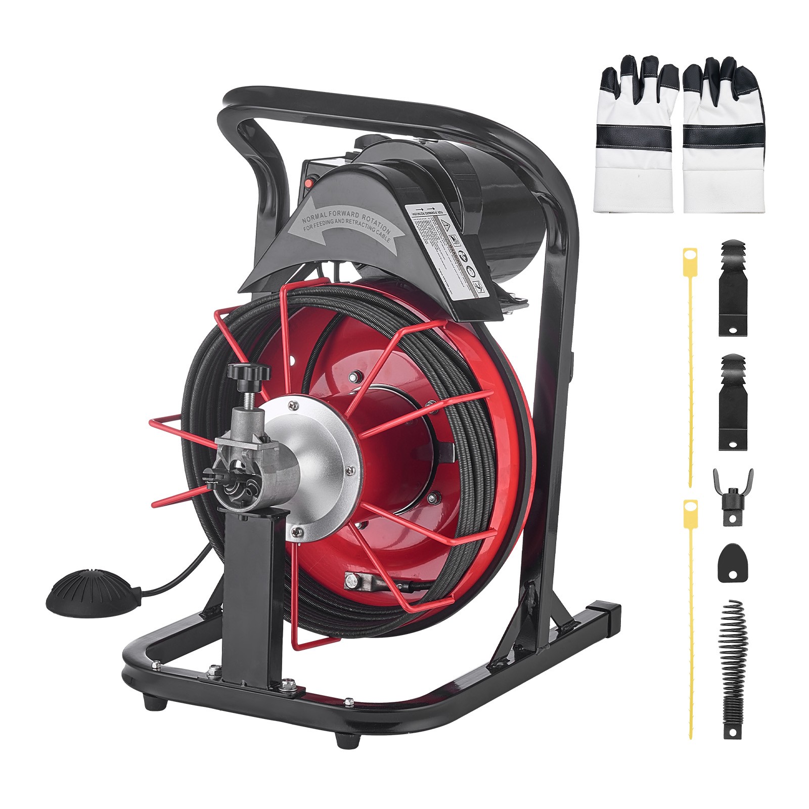 Uimoso Electric Drain Auger Machine with 50FT x 5/16 Inch Cable and Auto Feed