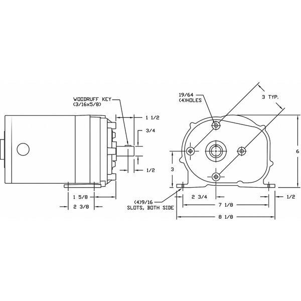 Dayton 1Lpp7 Ac Gearmotor, 600 In-Lb Max. Torque, 6 Rpm Nameplate Rpm, 115V Ac