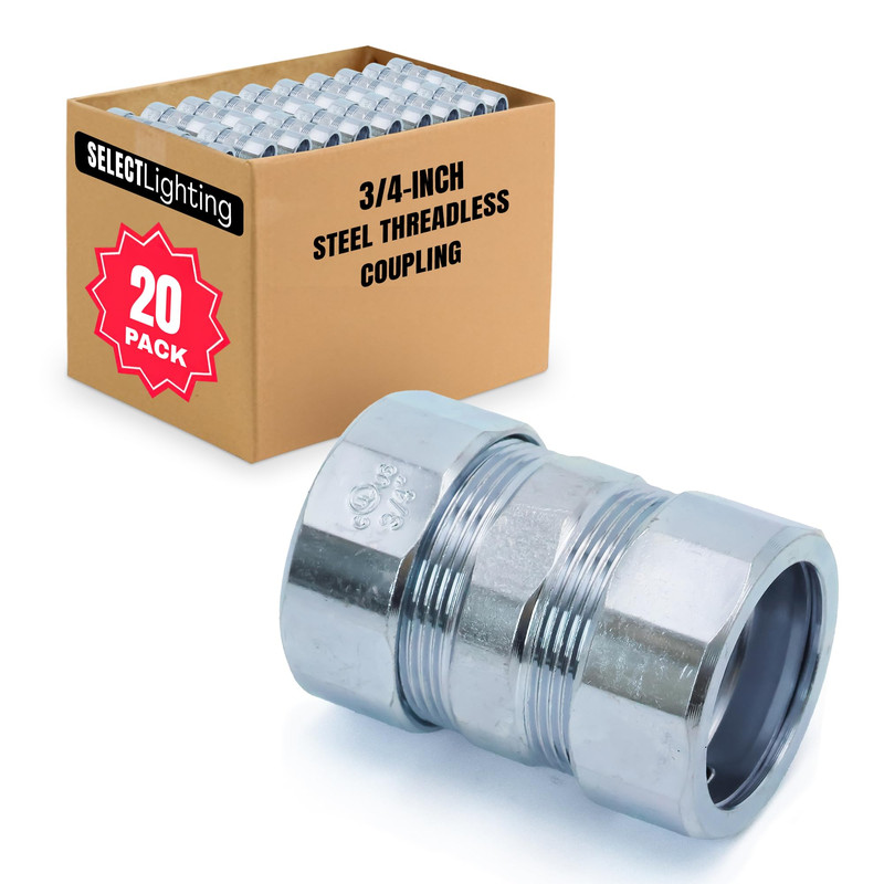 Select Lighting Select 20 Pack Lighting Threadless Coupling 3/4 Inch Zinc