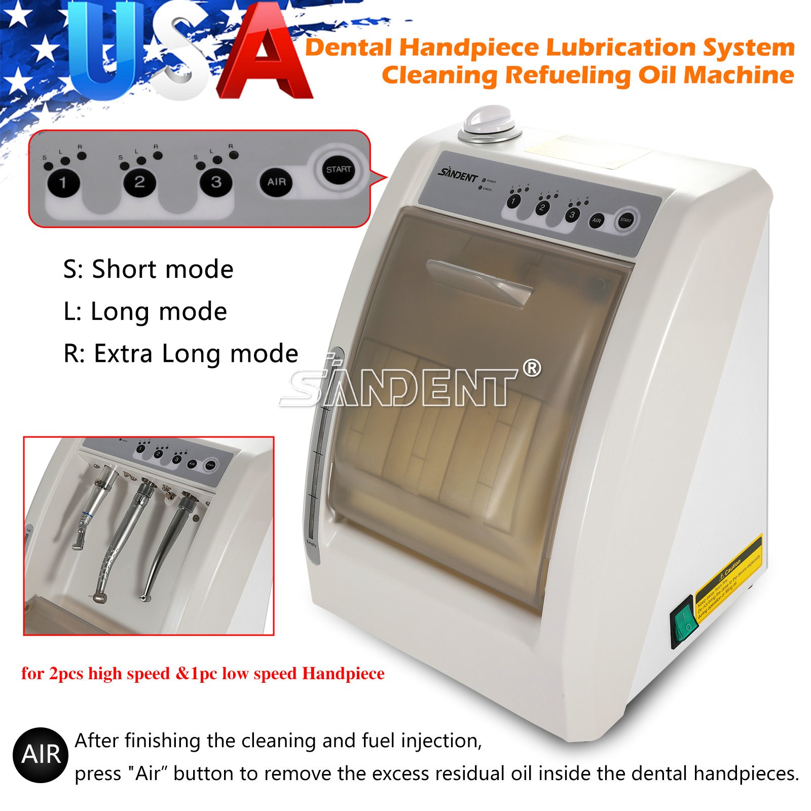 Dental Automatic Handpiece Maintenance Lubrication System Oiling Cleaner Machine