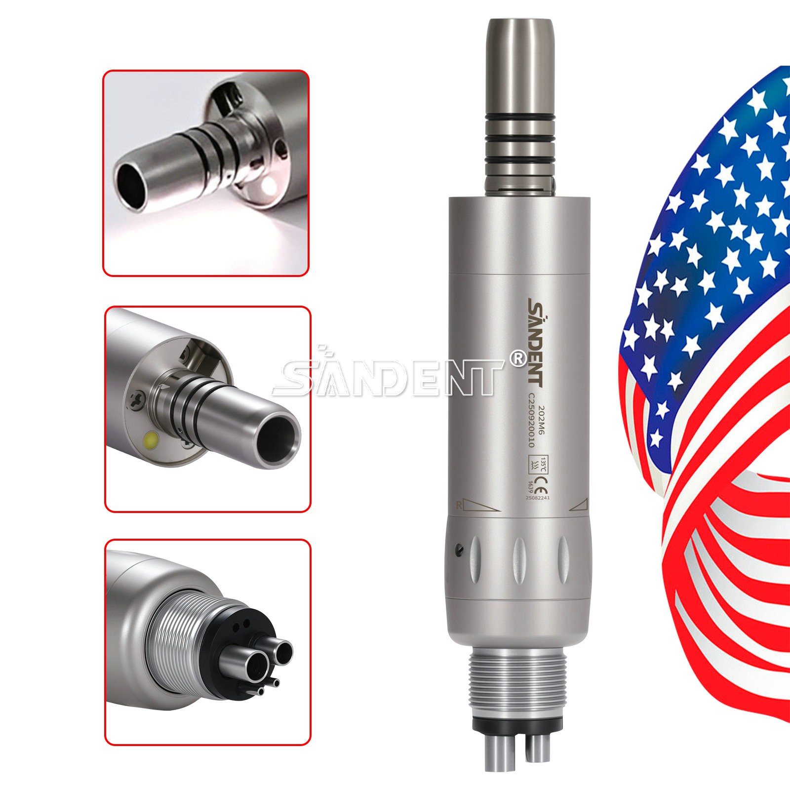 Dental Low Speed Air Motor Handpiece E-generator LED 4 Holes Internal E-type M4