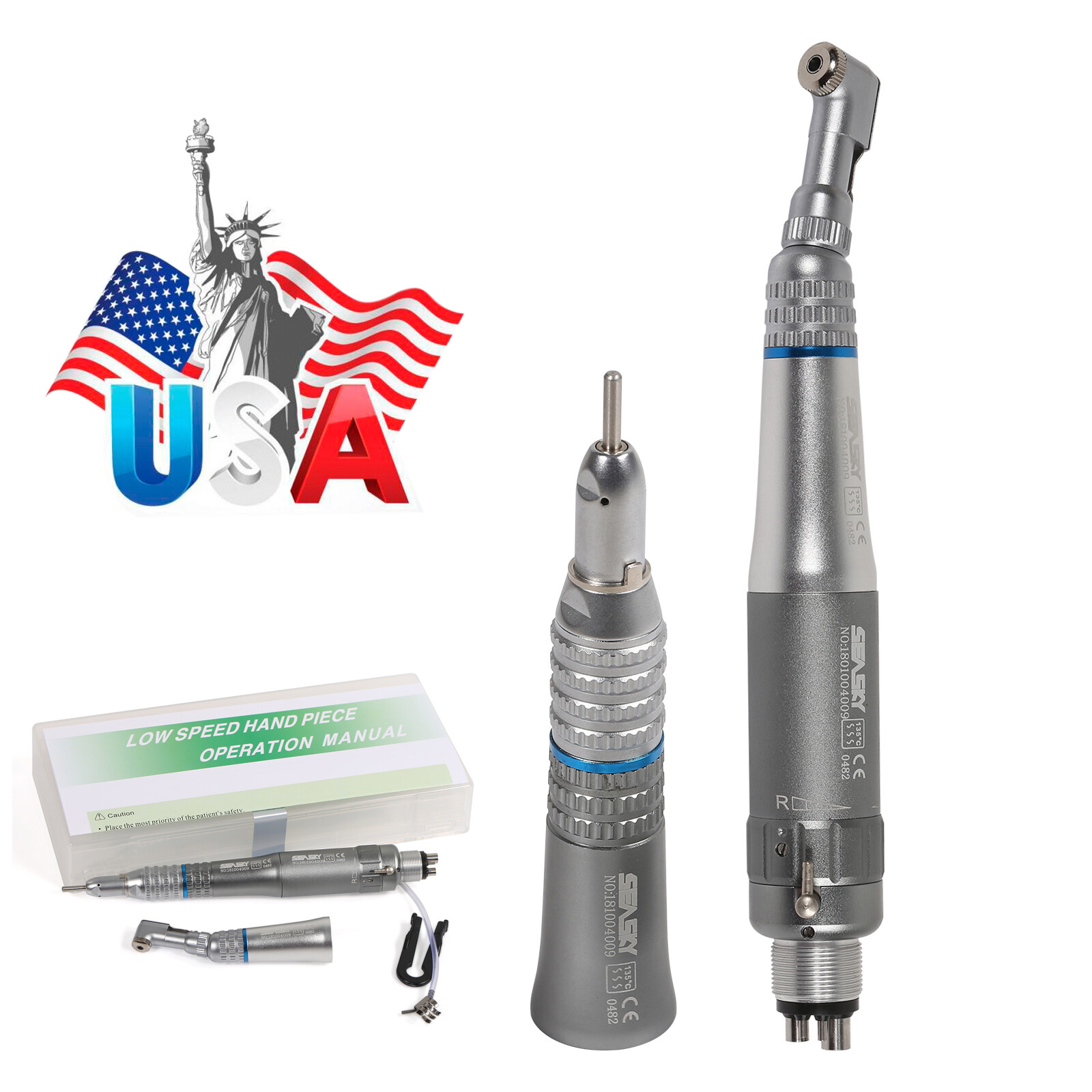 Dental Slow Low Speed Handpiece Air Motor 4H Contra Angle Straight Nosecone YP4