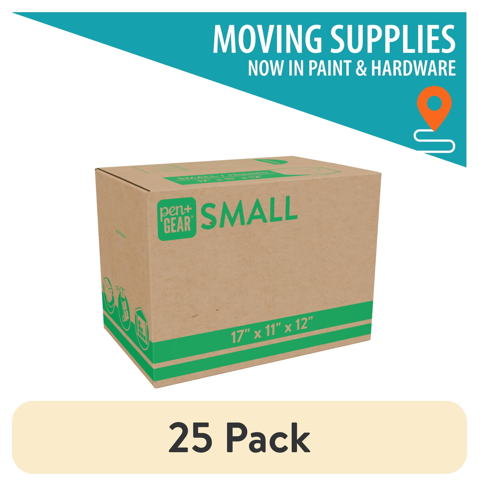 (25 pack) Pen+Gear Small Moving Boxes, 17 in. L x 11 in. W x 12.25 in. H,New