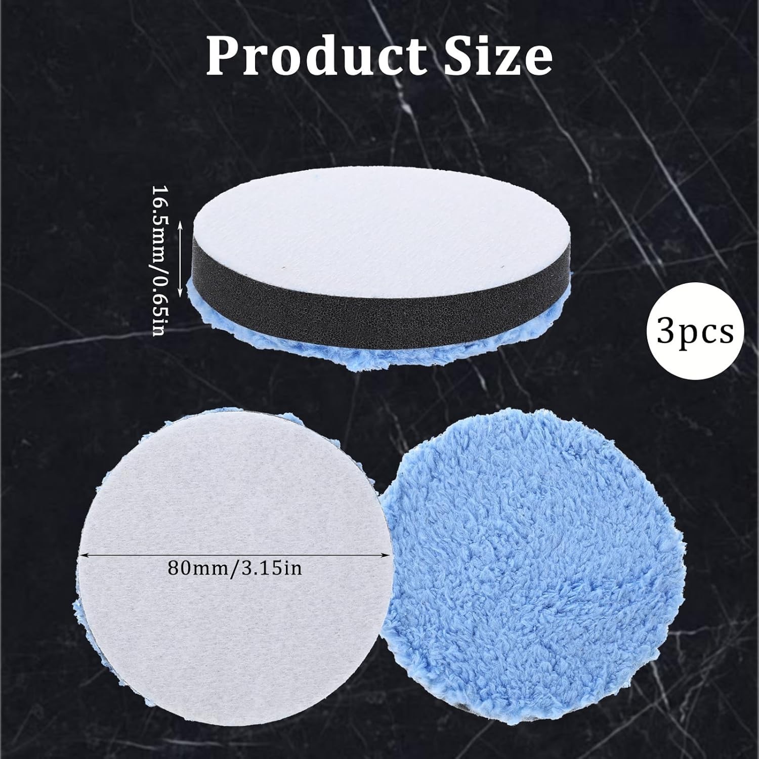 3 Pcs Polishing Pads, Buffing Pads, Microfiber Polishing pad for Car Compounding