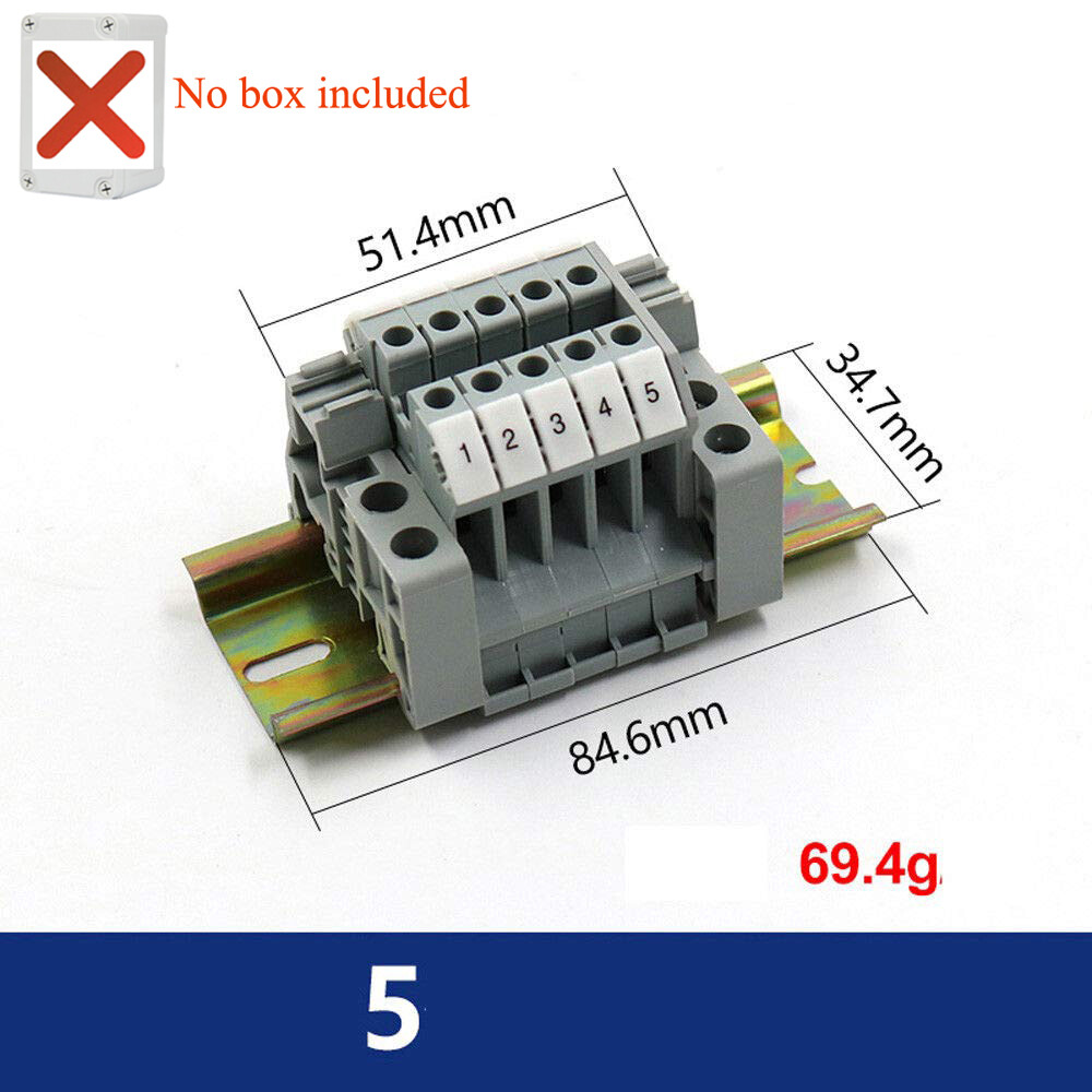 Cable Junction Box 1 in 3 out UK2.5B Din Rail Electric Connectors 80*130*70mm