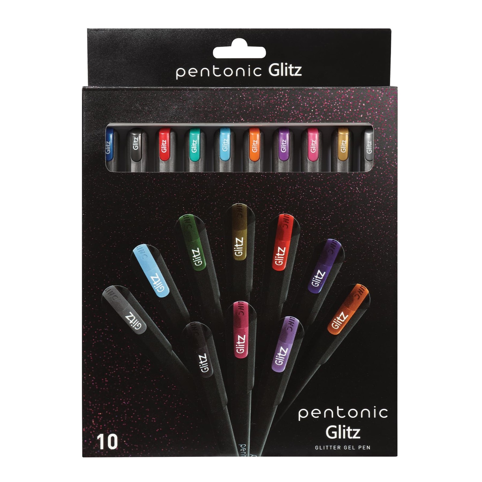 Pentonic Glitter Gel Pens, 10 Count, 10 Assorted Colors, 1.0 mm Bold