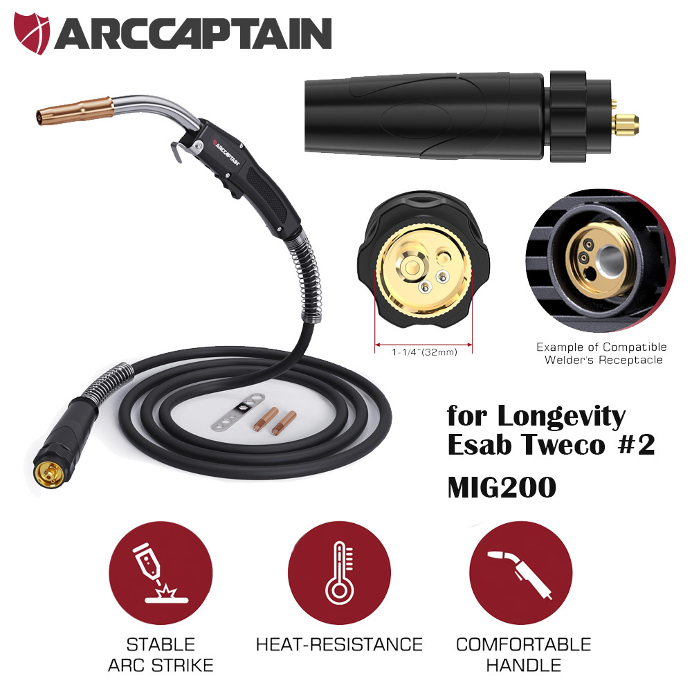 ARCCAPTAIN 10ft 250A MIG Welding Gun Euro connection Replacement for MIG200
